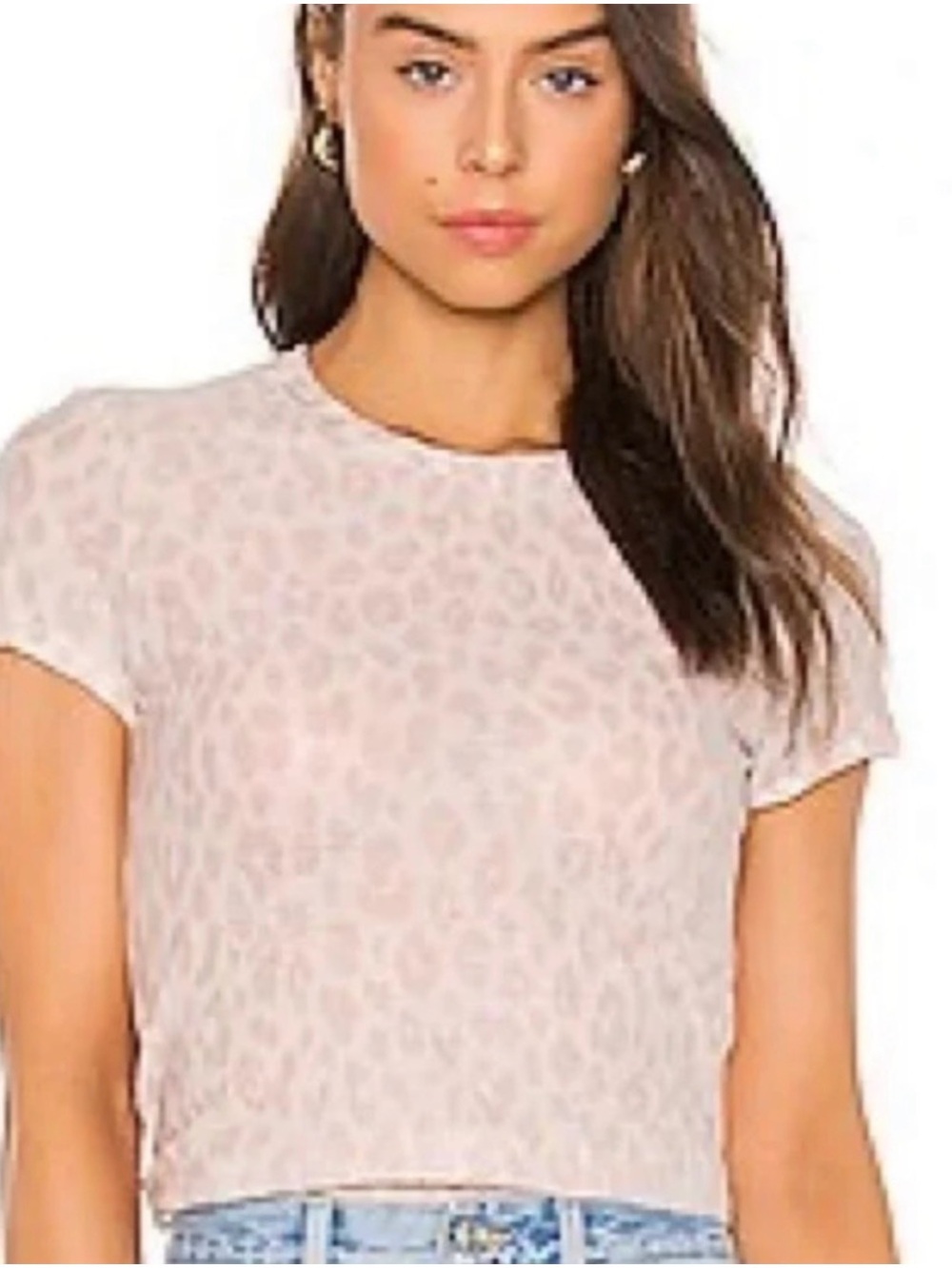 A.L.C. Leopard Print Cotton Tee Size Medium Soft Lightweight Semi-Sheer